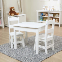 M&D Wooden table and chairs, white