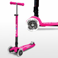 Micro Maxi Deluxe LED foldable shock pink scooter